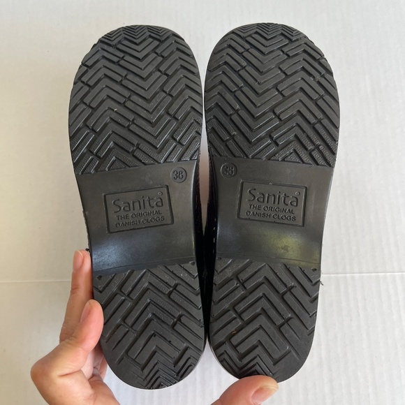 Sanita Clogs Sz 7 in USA Leather Metallic Danish Fuchsia Slip On Shoes - Picture 8 of 10